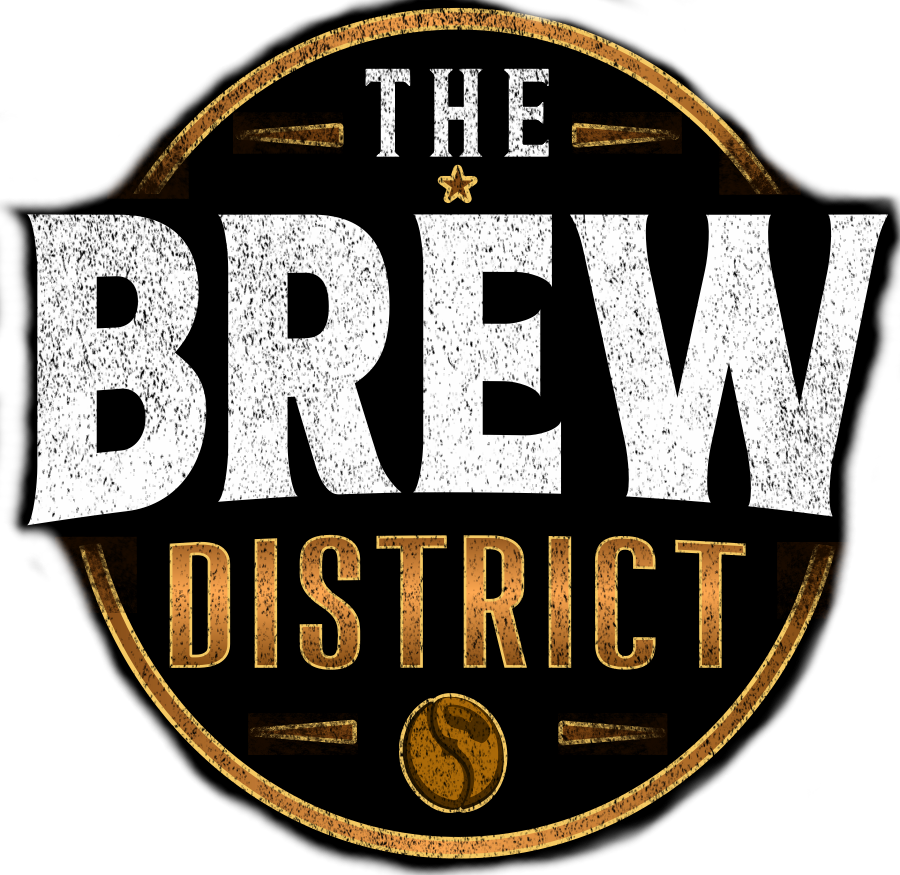 The Brew District — gold and white logo
